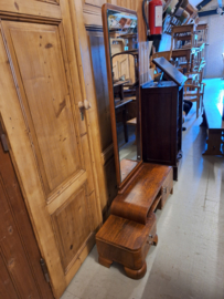 Notenhouten kaptafel art-deco 1920 origineel beslag grote spiegel nr K20247
