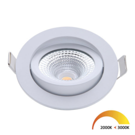 LED inbouwspot 2000K-3000K 450L 60gr. dimb. + driver CRI95 IP54 WIT kantel nr 08-ED-10022