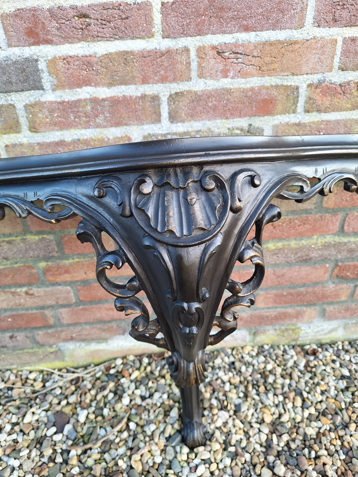 Oude donkere wandconsole omstreeks 1970 br-76cm T20259
