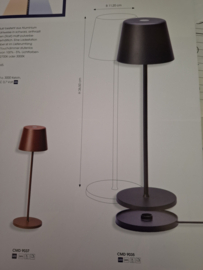 Edelstaal zwart gecoate tafellamp met docking station IP65 voor buiten nr 9035
