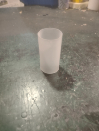 Glazen kap cilinder glaasje gesatineerd binnen d-4,1cm h-7,6cm nr 10093