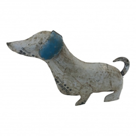 Hond gemaakt van oud ijzer h36cm elke hond uniek nr 7787