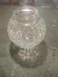 Oude glazen kap bol ster motief helder met schroefdraad 8,5cm oud-g13