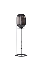 Glamm S vloerlamp h-136cm 1x E27 smoke ribbel glas dia 30cm h43 / zwart nr 05-VL8369-3036