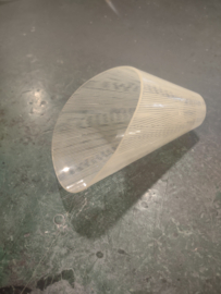 Oude glazen kap schepglas gestreept en motief gat 3cm oud-G3