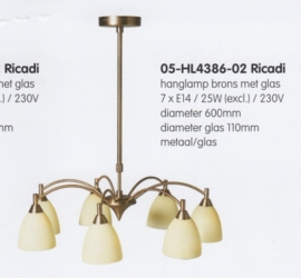 Hanglamp model Ricadi 7-lichts verstelbaar oud messing nr 05-HL4386-02