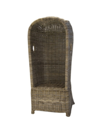 Handgevlochten rotan strandstoel Pamela ronde openingen Old grey finish h-165cm nr 6935