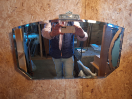 S67 art-deco facet geslepen spiegel met metalen kuifje