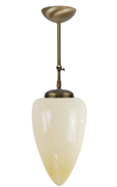 Schuifstang standaard H 104-154 oud messing met glazen bol Traan champagne 24cm 4Sr2-294.50