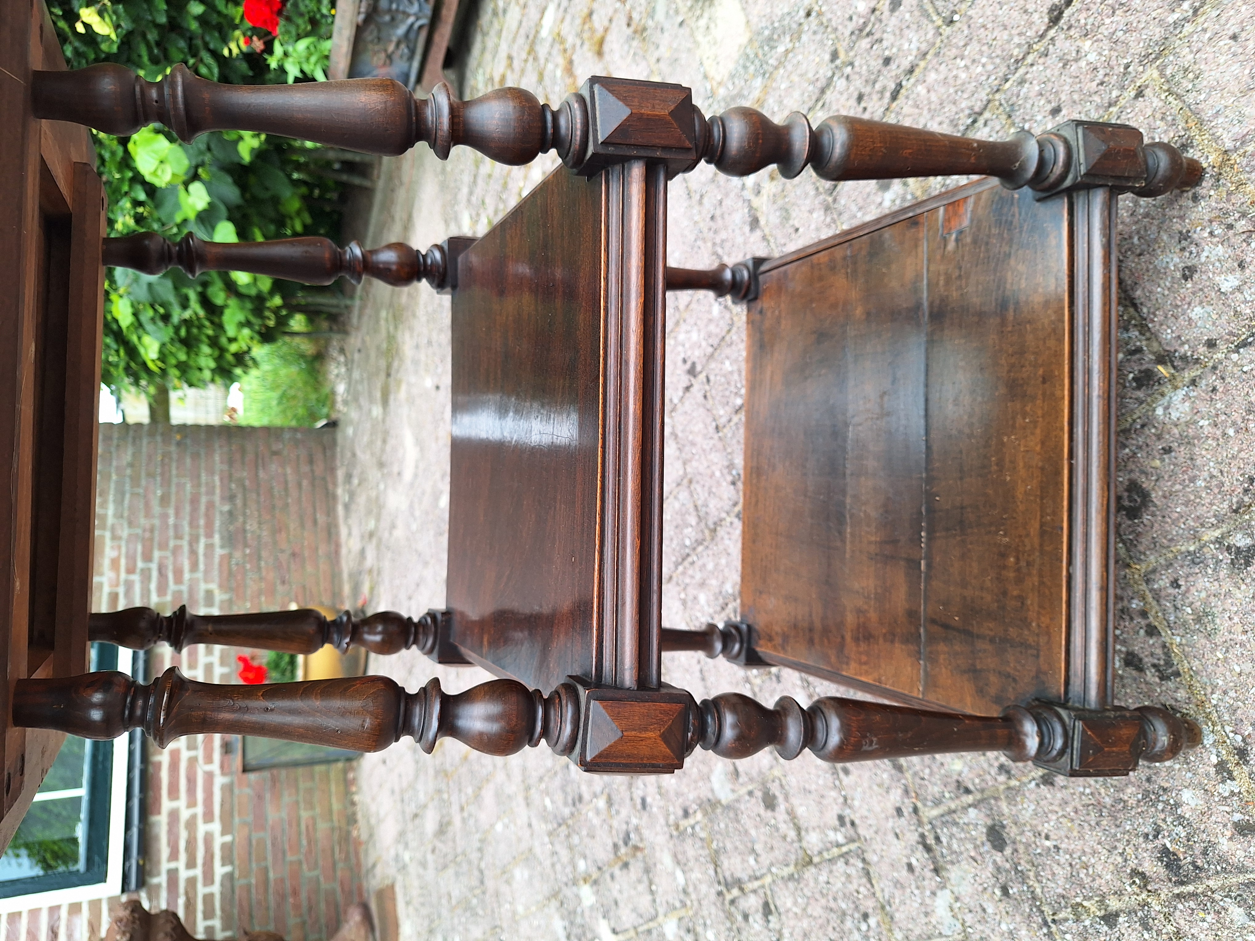 Antiek vierkant bijzettafeltje 47,5cmx47,5cm vruchtenhout nr T202519