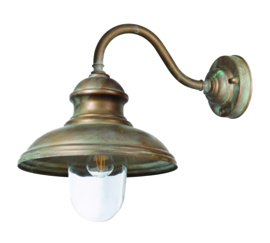 buitenlamp wand bocht neer Maritiem verkoperd messing E27 d-50cm nr 233351