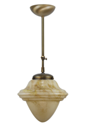 Schuifstang standaard H 91-141 oud messing met glazen bol Oliepot licht marmer 30cm 4Sr2-300.60