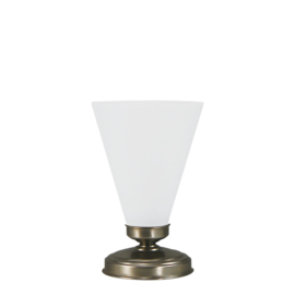 Tafellamp uplight mat nikkel met trechterkap M mat opaal h30 nr 7Tu-320.39