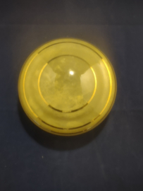 Oude glazen plafonniere bol goud gestreept mat zacht geel D19,5cm oud-G323