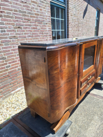 Mooi Art-deco dressoir noten met marmeren blad omstreeks 1930 nr 10118