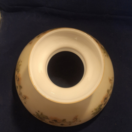 Handbeschilderde originele olielamp kap zacht geel met bloemen