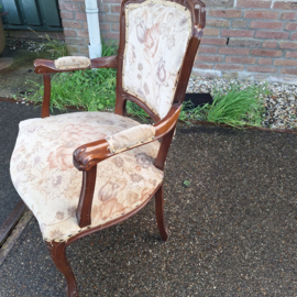 Oude armleuning stoel originele stoffering omstreeks 1930 eiken nr ST202617