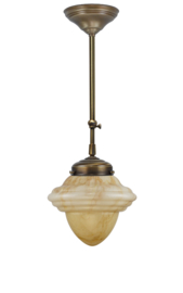 Schuifstang kort H 58-81 oud messing met glazen bol Oliepot licht marmer 25cm 4Sk1-250.60