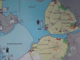 Landkaart  Land uit water IJsselmeer polders.  VERKOCHT