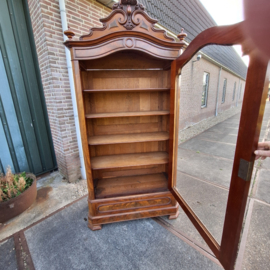 Franse vitrine kast 1 deur 1 lade antiek mahonie verstelbare planken nr K202563