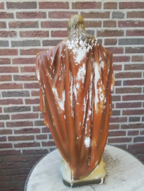 Beeld Heilig Hart van Jezus. Met wijd uitgestrekte Armen .Polychroom.