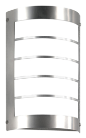 Edelstaal wand buitenlamp staalkleur bewegingssensor IP44 LED H-28cm nr: 29/1/LED/BM