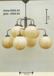 Grote luchter bollenkroon  8-L d-76cm h-68cm met 25cm bollen nr 8800.03