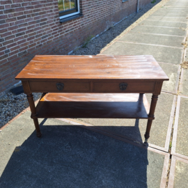 Antieke Engelse side table omstreeks 1890 eiken op wielen nr T202643