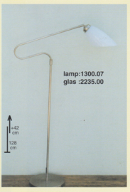 Vloerlamp leeslamp Trombone mat nikkel opaal schepglas xl nr 1300.07-2235.00