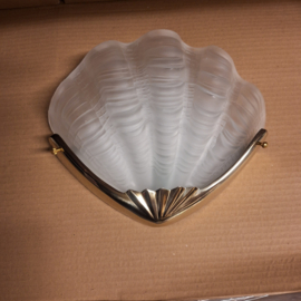 Art-deco schelp model wandlamp messing 1-lichts gesatineerd glas nr ad120