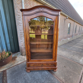 Franse vitrine kast 1 deur 1 lade antiek mahonie verstelbare planken nr K202563