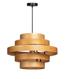 Hanglamp Walnut houten ringen eikenkleur E27 5-rings d50cm nr 05-HL4452-72