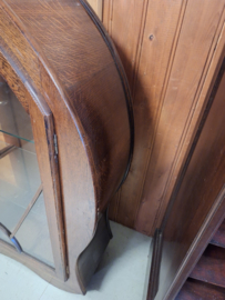 Antiek eiken art-deco klokkabinet omstreeks 1920 h-129cm glazen plaatjes nr K20243