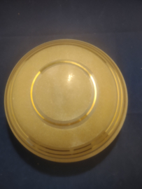 Oude plafonniere bol scavo ruw bruin met gouden ringen D25cm oud-G42