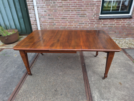 Mahonie engelse uitschuiftafel 1 tussenblad ingelegde poot 1890 nr T20245