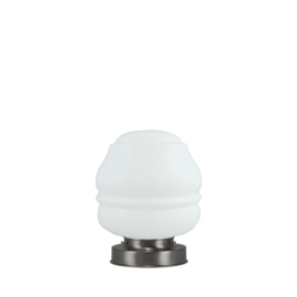 Getrapte tafellamp model blok mat nikkel met opaal kap Torso 19cm nr 7Tp1-457.00