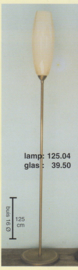 Vloerlamp uplight h-125 oud/antiek messing mat champ. cilinderglas nr 125.04-039.59