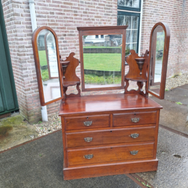 Antieke mahonie kaptafel 3 spiegels omstreeks 1920 Engels nr K202567