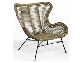 rotan lounge stoel naturel met ijzeren poten 70cmx76cmx90cm nr 800920