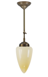 Schuifstang standaard H 93-143 oud messing met glazen bol Traan champagne 18cm 4Sk2-293.50