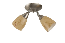 Combinatie 2-L plafondspot mat nikkel met glazen kap 0 licht marmer nr 7Sp2-0.60