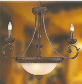 Antiek bruin gekleurde hanglamp 6-lichts nr:20331A/3+3