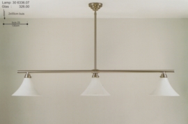 T-lamp 3-lichts br-130cm mat nikkel met opaal witte kelkkappen nr 306336.07