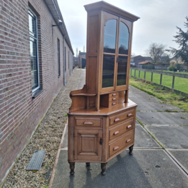 Mahonie vitrine engels antiek omstreeks 1900-1920 oud glas nr K202675