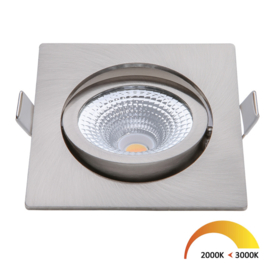 LED inbouwspot vierkant 2000K-3000K 450L 60gr. dimb. + driver CRI95 IP54 staal kantel nr 08-ED-10027