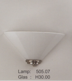Wandlamp dakkap 30cm met ophanging opaal glas nr H30.00 compl.