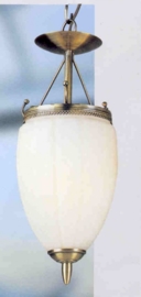Retro hanglamp antiek messing 1-L druppelvormig glas nr:20363/1h