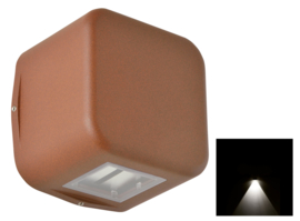 Buitenlamp wand serie Kubs 1 zijde 4W LED roestbruin nr 404.0014/1