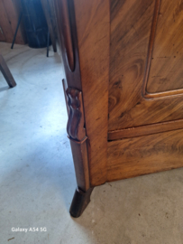 Originele glaskast of vitrinekast h-185cm mahonie hout verstelbare planken nr GE