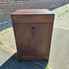 Oud engels eiken kolenkit met klep en uitneembare bak omstreeks 1930 nr K202685